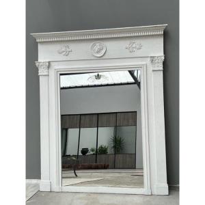 Large Trumeau Mirror In Painted Wood XIXth