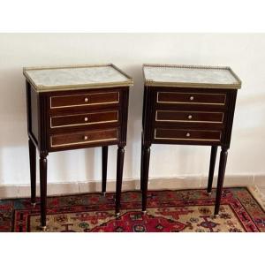 Pair Of Louis XVI Style Mahogany Nightstands