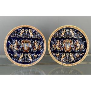 Pair Of Gien Earthenware Dish Renaissance Decor