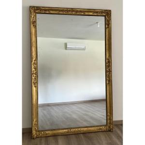 Large Empire Restoration Period Mirror Gilded Wood 2m18 X 1m40