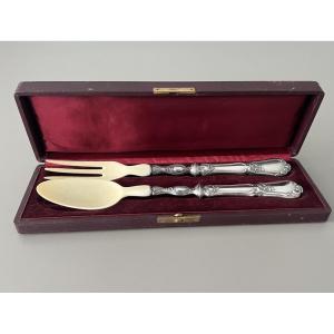 Couverts à Salade Orfèvre Henin & Cie en Argent Minerve & Ivoire 