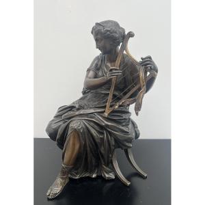 Sculpture en Bronze de J - Salmson ( 1823-1902 ) Jeune Femme à l'Antique