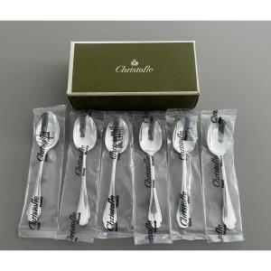 Christofle Modèle Pompadour 6 Cuillères à Moka Sous Blister Neuf