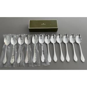 Christofle Modèle Pompadour 12 Cuillères de Table 6 Sous Blister Neuf