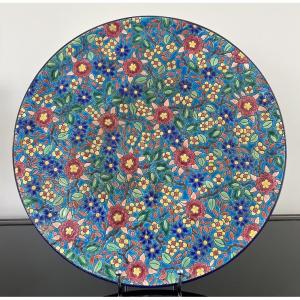 Grand Plat en Emaux De Longwy D 36,2 cm 