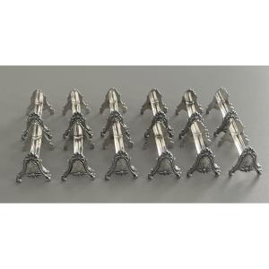 12 Porte Couteaux Ravinet Denfert Style Louis XV en Métal Argent