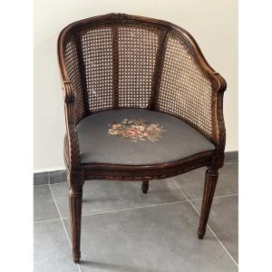 Fauteuil de Bureau Canné Style Louis XVI