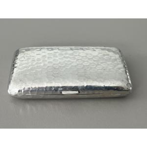Art Deco Hammered Solid Silver Cigarette Case