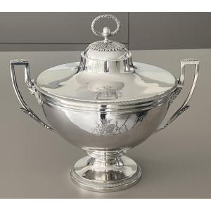 Grande Soupière / Légumier en Argent Massif d'époque Empire Paris 1er Titre