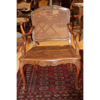 Fauteuil à la Reine canné Estampillé Etienne Meunier XVIIIém