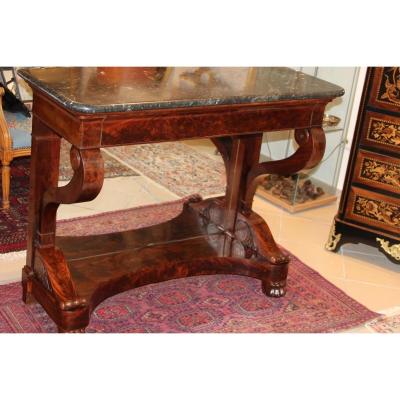 Console Empire En Acajou Flammé D,époque XIXéme 