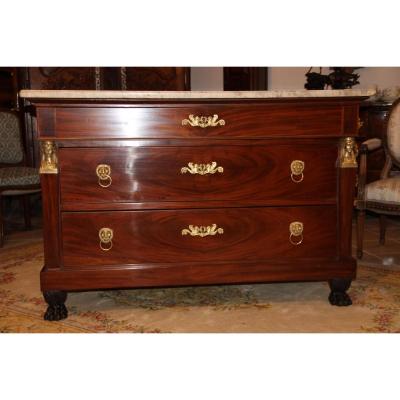 Commode Empire Retour D'Egypte En Acajou  MOLITOR Bernard