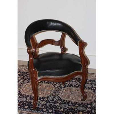 Fauteuil De Bureau En Acajou Et Cuir d'époque XIX ème 