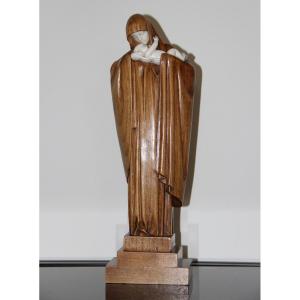 Heuwelmans Lucienne 1881-1944  Vierge à l'Enfant  Chryséléphantine