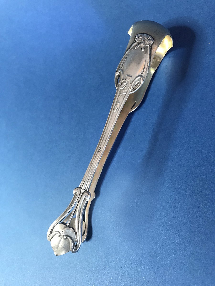Pince à sucre,  argent et vermeil,  Art Nouveau