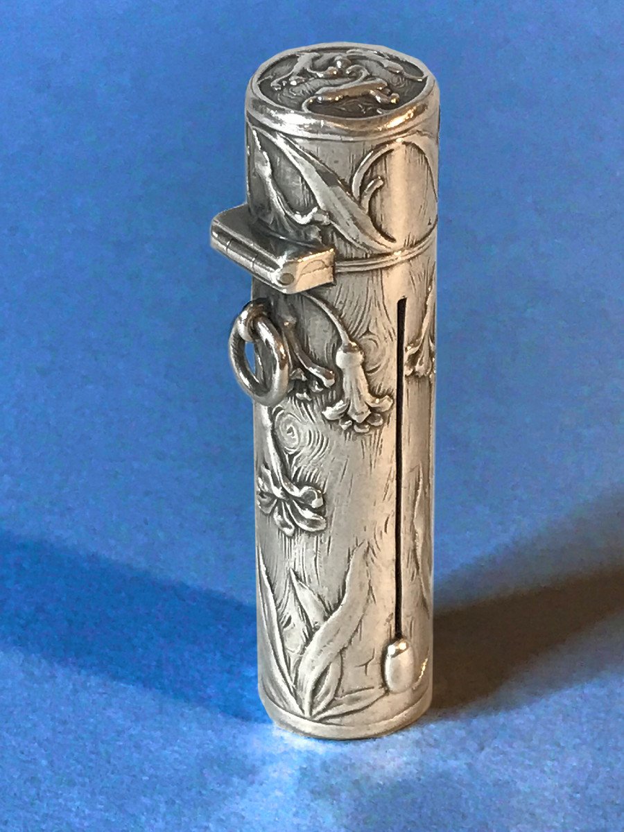 Lipstick Case, Silver, Art Nouveau