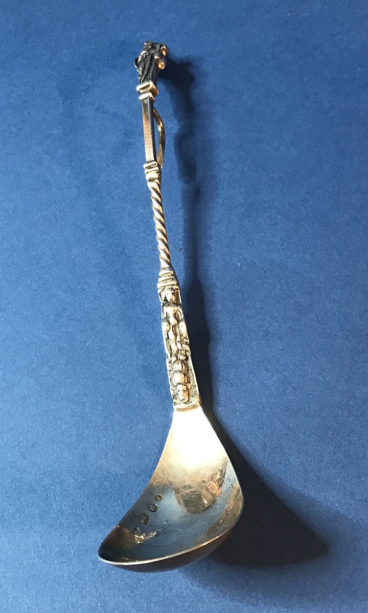 Cuillère de baptême, "cuillère d'apôtre", argent massif , orfèvrerie hollandaise, XXe siècle