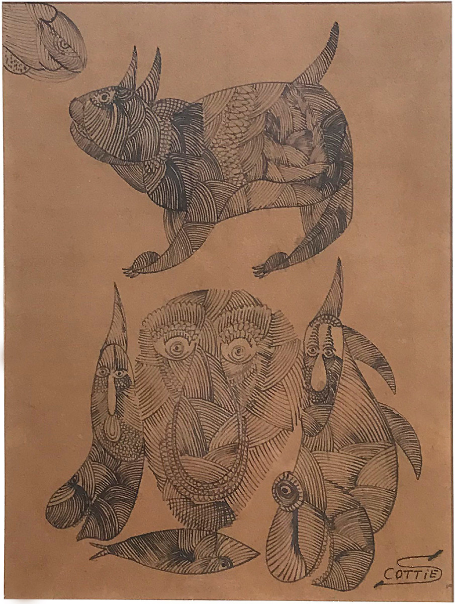 Fantastic Beasts By Scottie Wilson (1888-1972), Art Brut-photo-2
