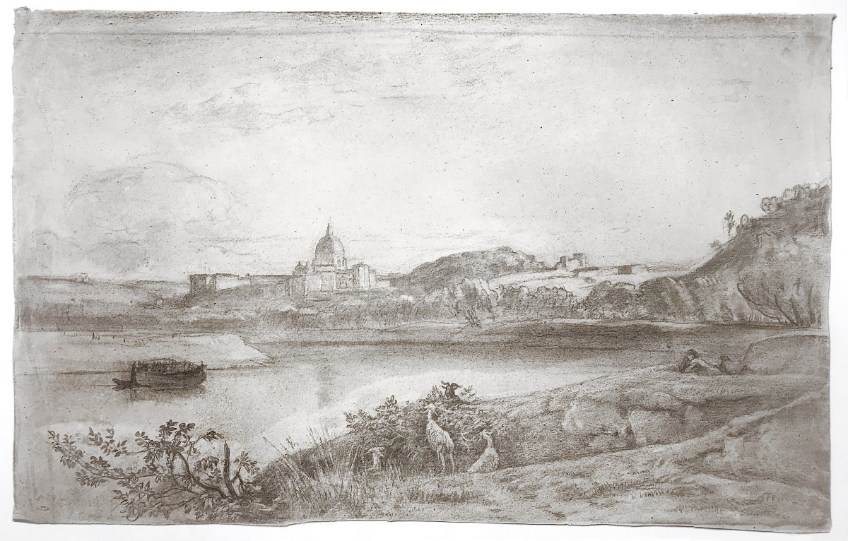 Paysage de la campagne romaine par Léon Berthoud (1822-1892)-photo-2