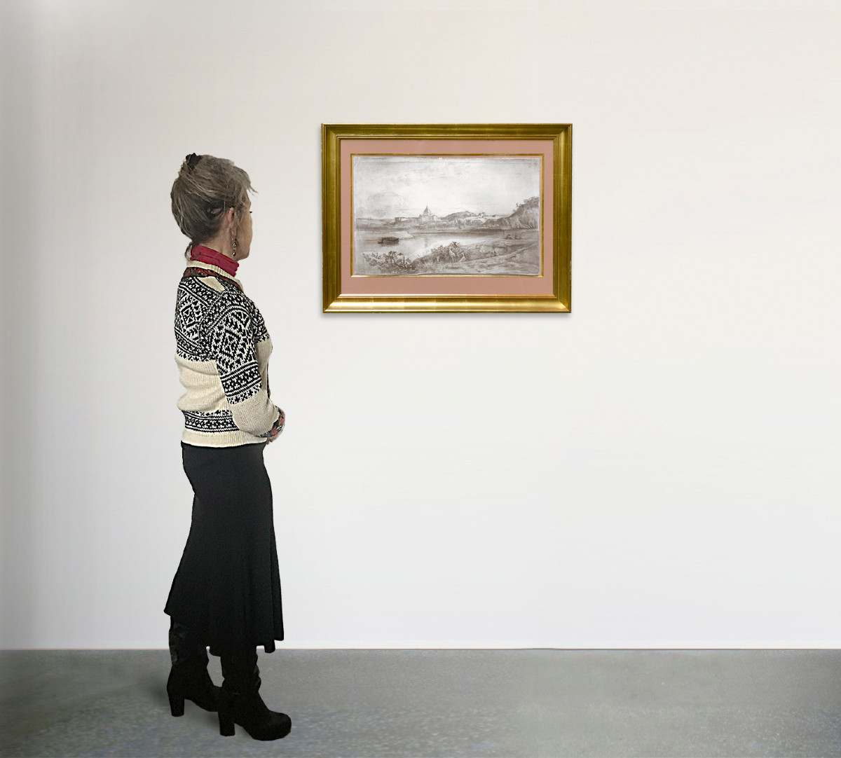 Paysage de la campagne romaine par Léon Berthoud (1822-1892)-photo-4