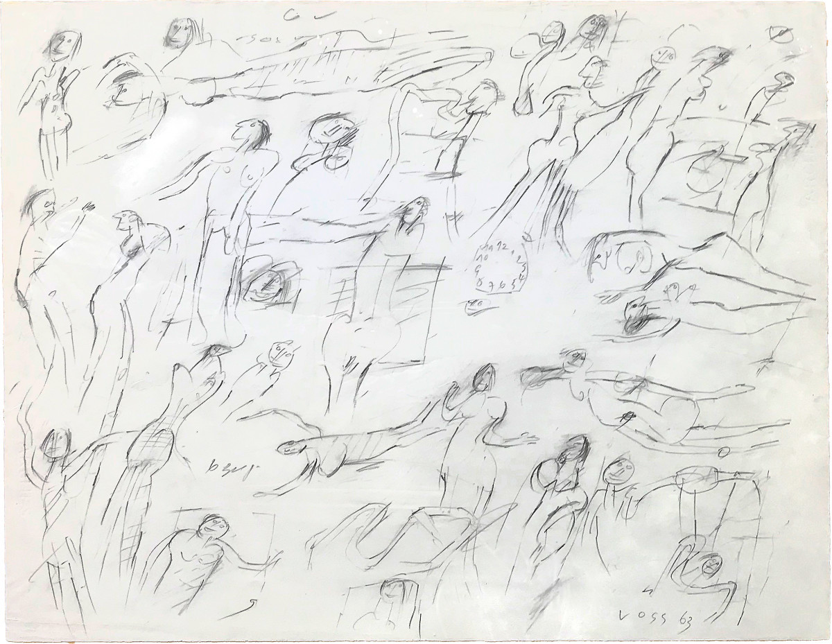 Jan Voss (1936- ), Untitled, Pencil Drawing On Paper, Signed And Dated 1963