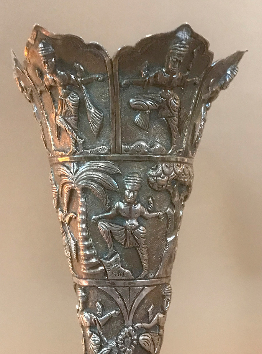Paire de vase en argent massif, Inde de l'Est, XIXe siècle-photo-3