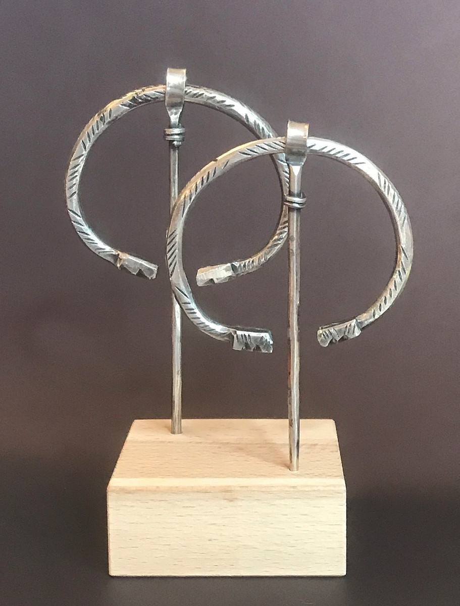 Pair Of Antique Silver Fibulae, Tunisia, Late 19th-early 20th Century-photo-2