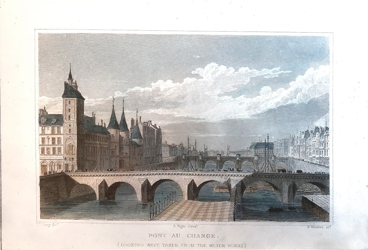 Gravures colorées de Vues architecturales de Paris, Choisy, école anglaise, début XIXe siècle-photo-2