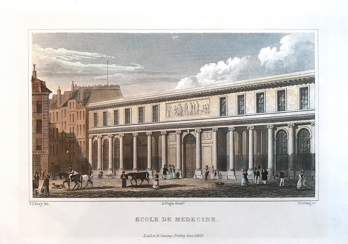 Gravures colorées de Vues architecturales de Paris, Choisy, école anglaise, début XIXe siècle-photo-3