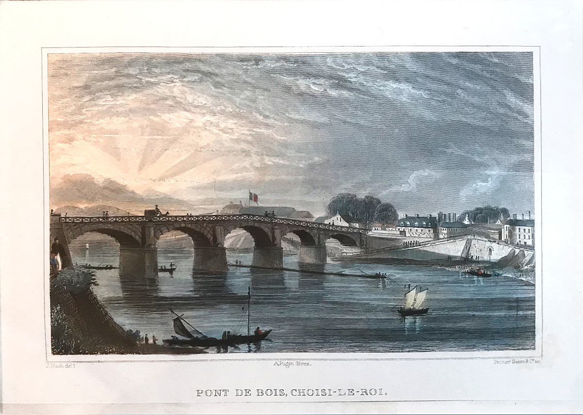 Gravures colorées de Vues architecturales de Paris, Choisy, école anglaise, début XIXe siècle-photo-4