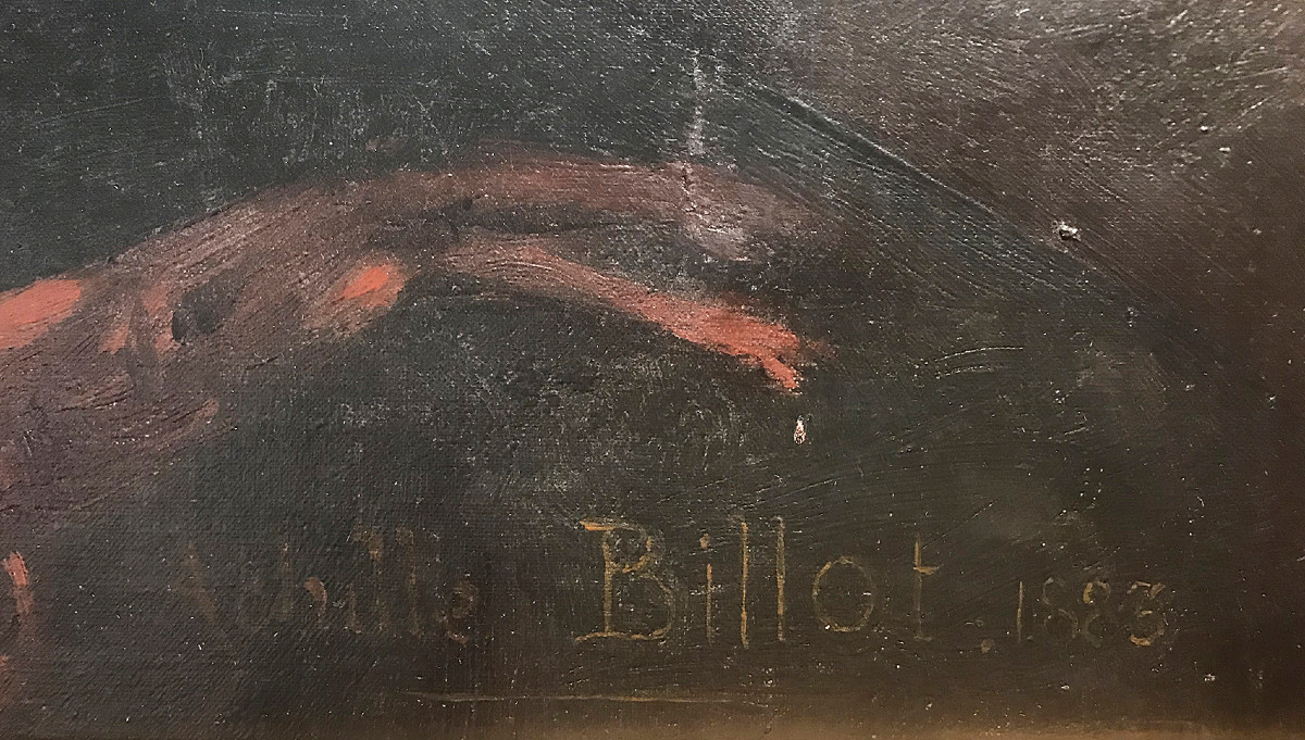 Jeune femme endormie peinture signée, datée 1883 par Achille Billot (1834-1921)-photo-4