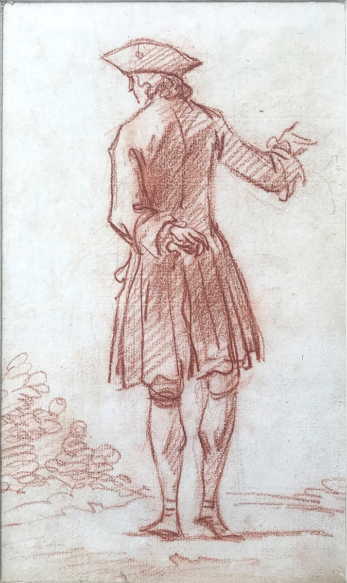 Six études de personnages dessinées à la sanguine, France, XVIIIe siècle-photo-2