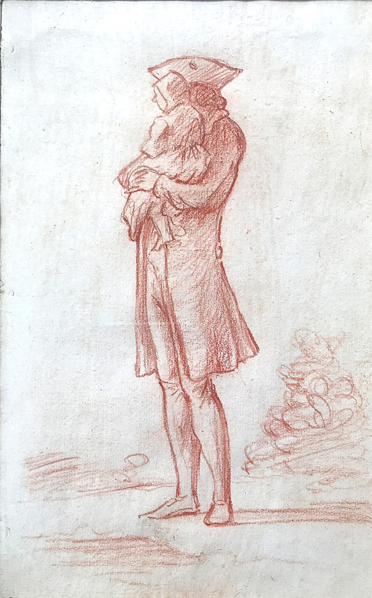 Six études de personnages dessinées à la sanguine, France, XVIIIe siècle-photo-4