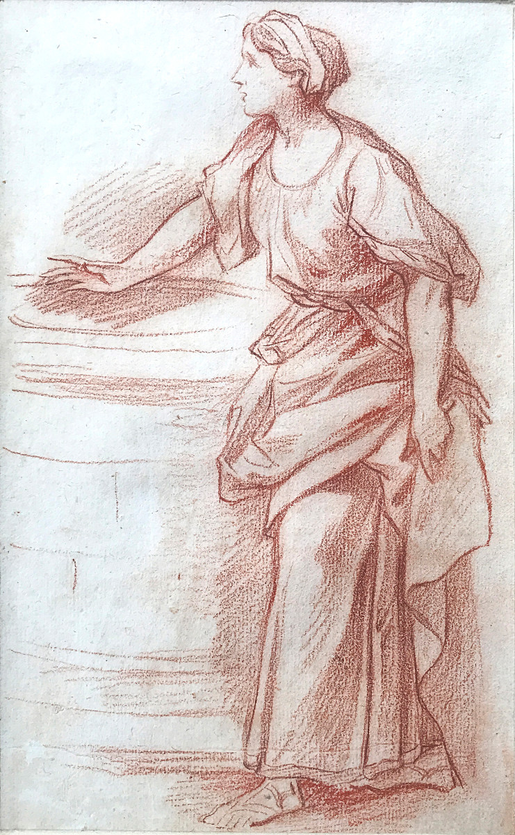 Six études de personnages dessinées à la sanguine, France, XVIIIe siècle-photo-5