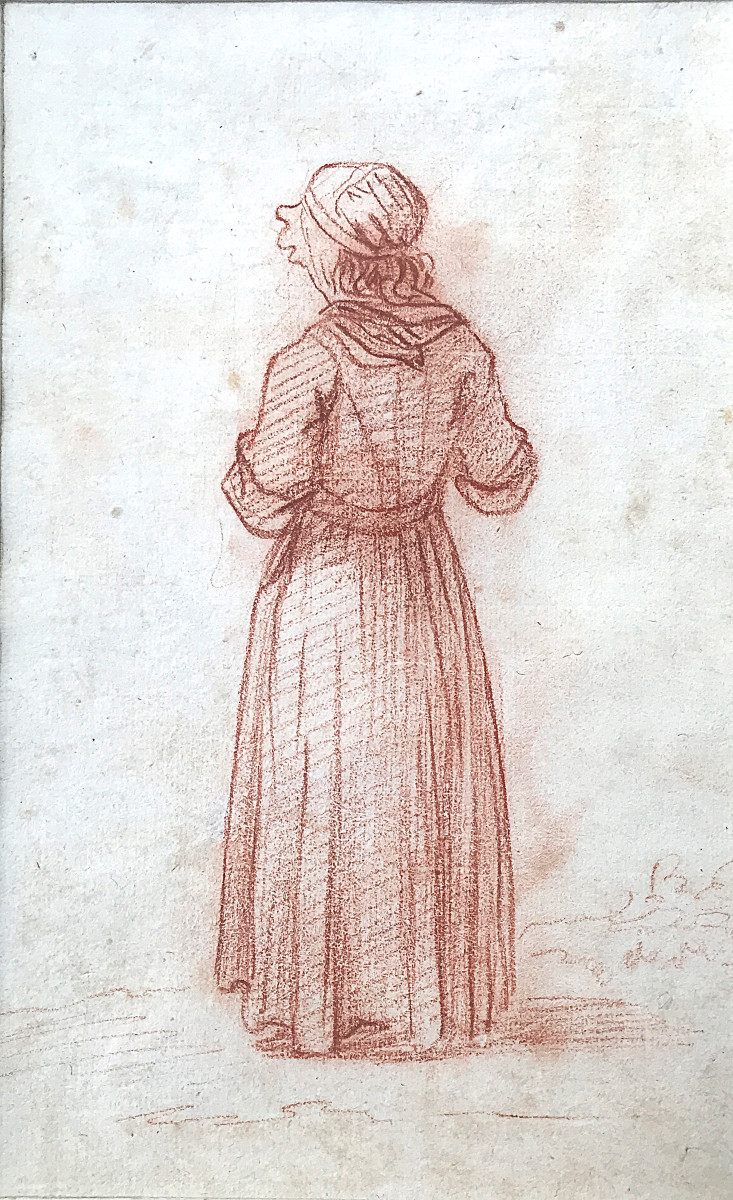 Six études de personnages dessinées à la sanguine, France, XVIIIe siècle-photo-6