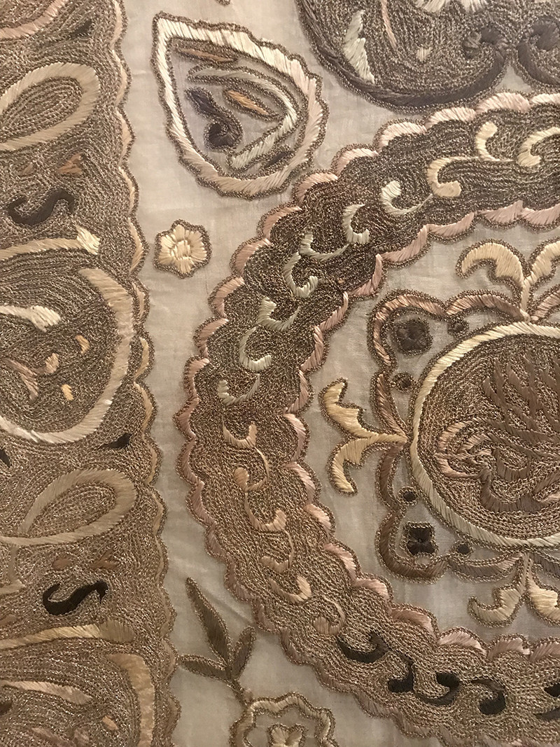 Bannière Ottomane, soie brodée, canetille argent et or, XIXe siècle-photo-3