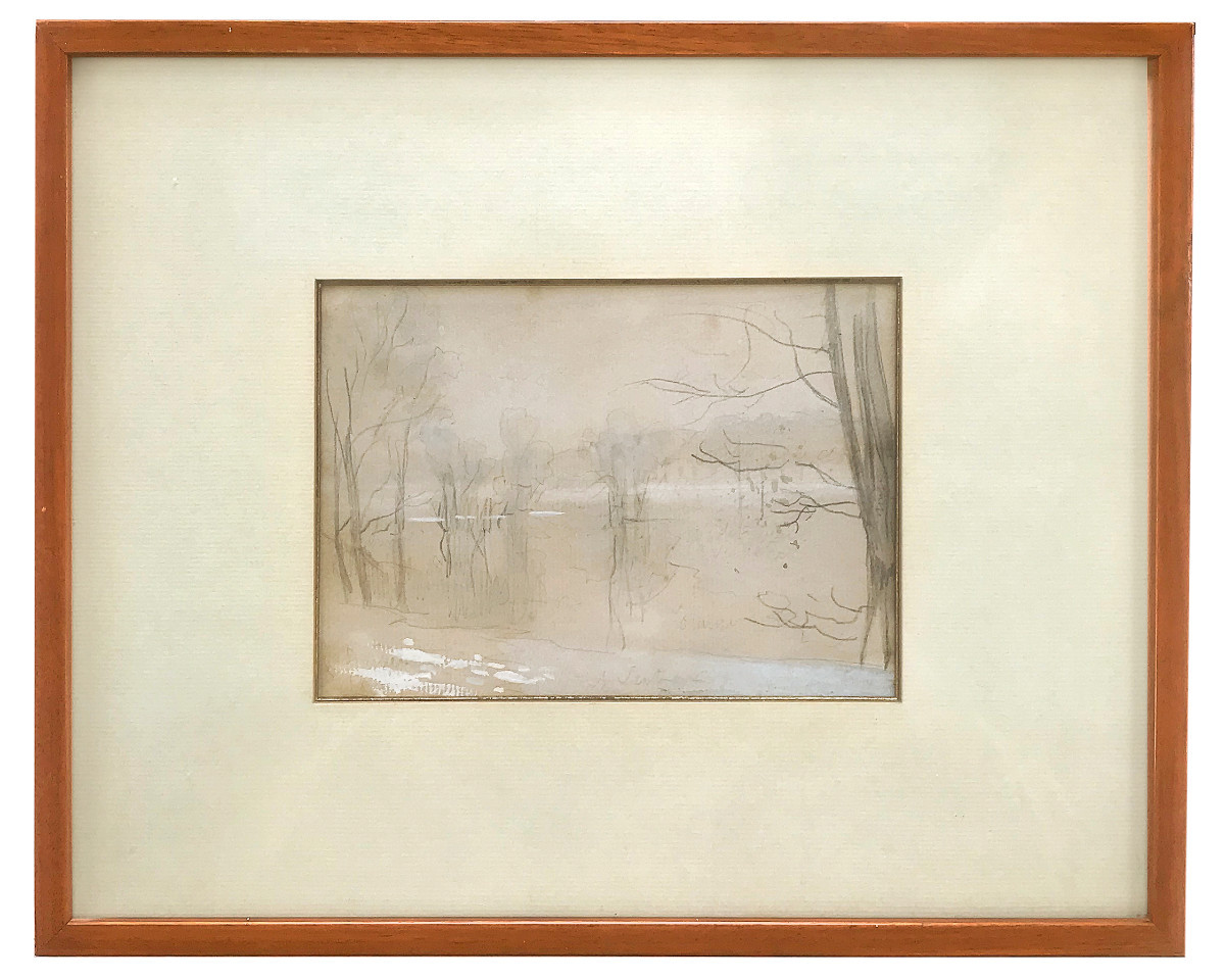 Pierre-Albert Leroux (1890-1959), Vue de Notre-Dame à Paris, deux Vues hivernales d'un étang-photo-4