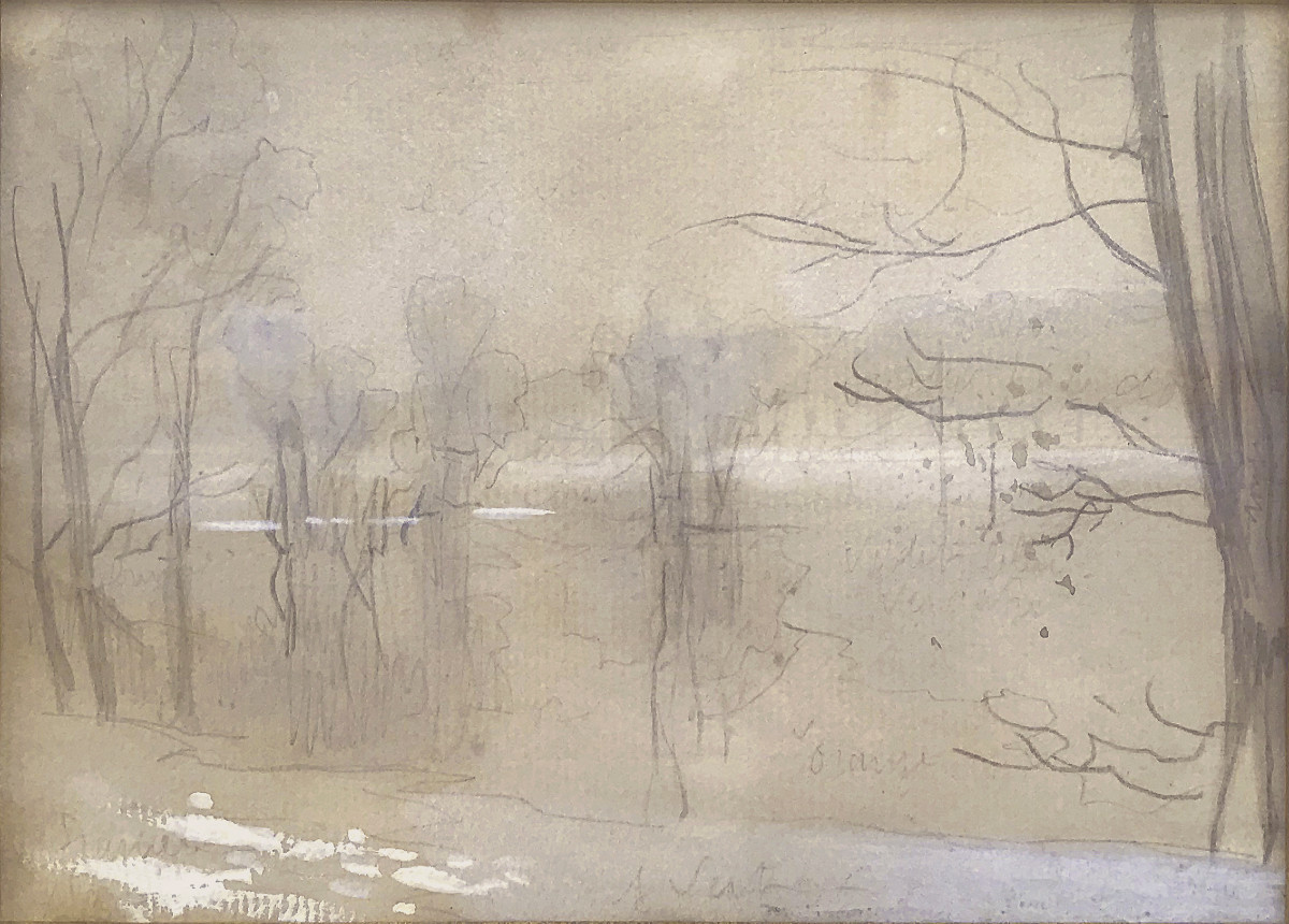 Pierre-Albert Leroux (1890-1959), Vue de Notre-Dame à Paris, deux Vues hivernales d'un étang-photo-4