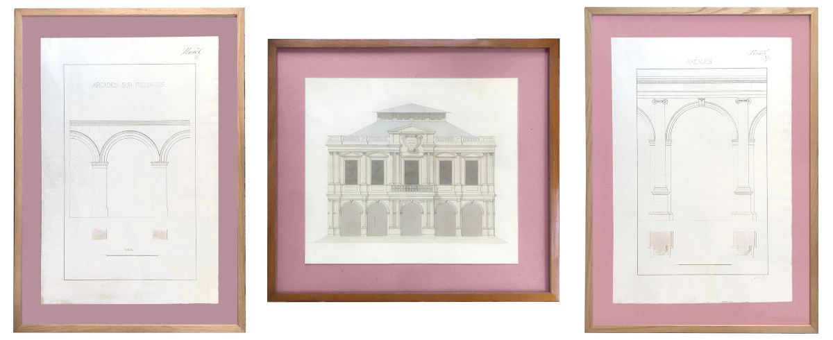 Dessins pour un concours d'architecture par Nouël, 1880-1881
