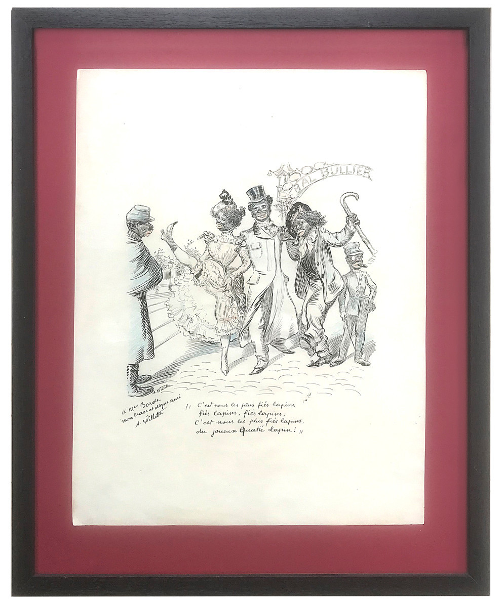 Adolphe-léon Willette (1857-1926), Cartoon Of The Bullier Ball, Ink And Pencil