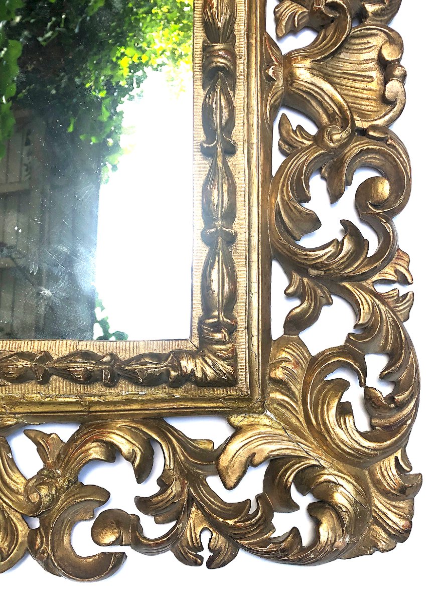 Mirror, Italian Gilded Wood Frame, 19th Century-photo-3
