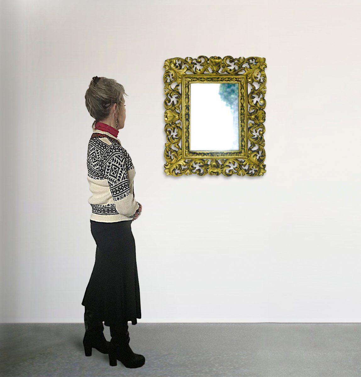 Mirror, Italian Gilded Wood Frame, 19th Century-photo-1