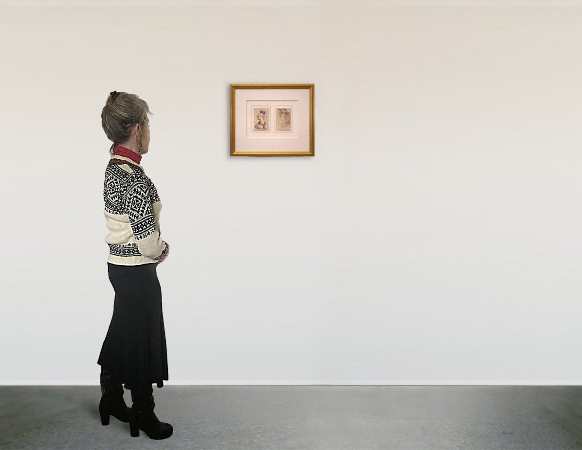 Augustin (1759-1832) Portraits d’actrices, datées 1793, dessin et aquarelle -photo-3