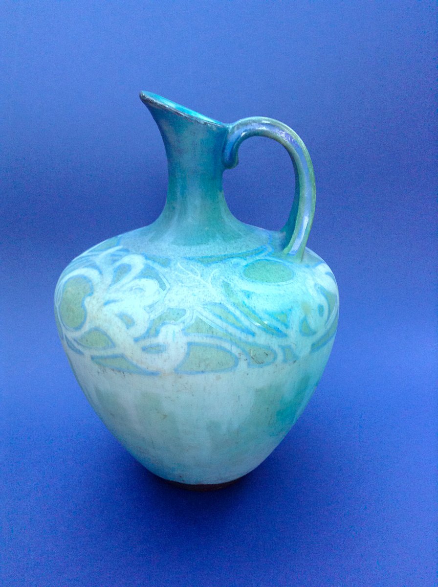 Edmond Lachenal (1855-1948), Pitcher, Earthenware With Iridescent Decoration, Circa 1900