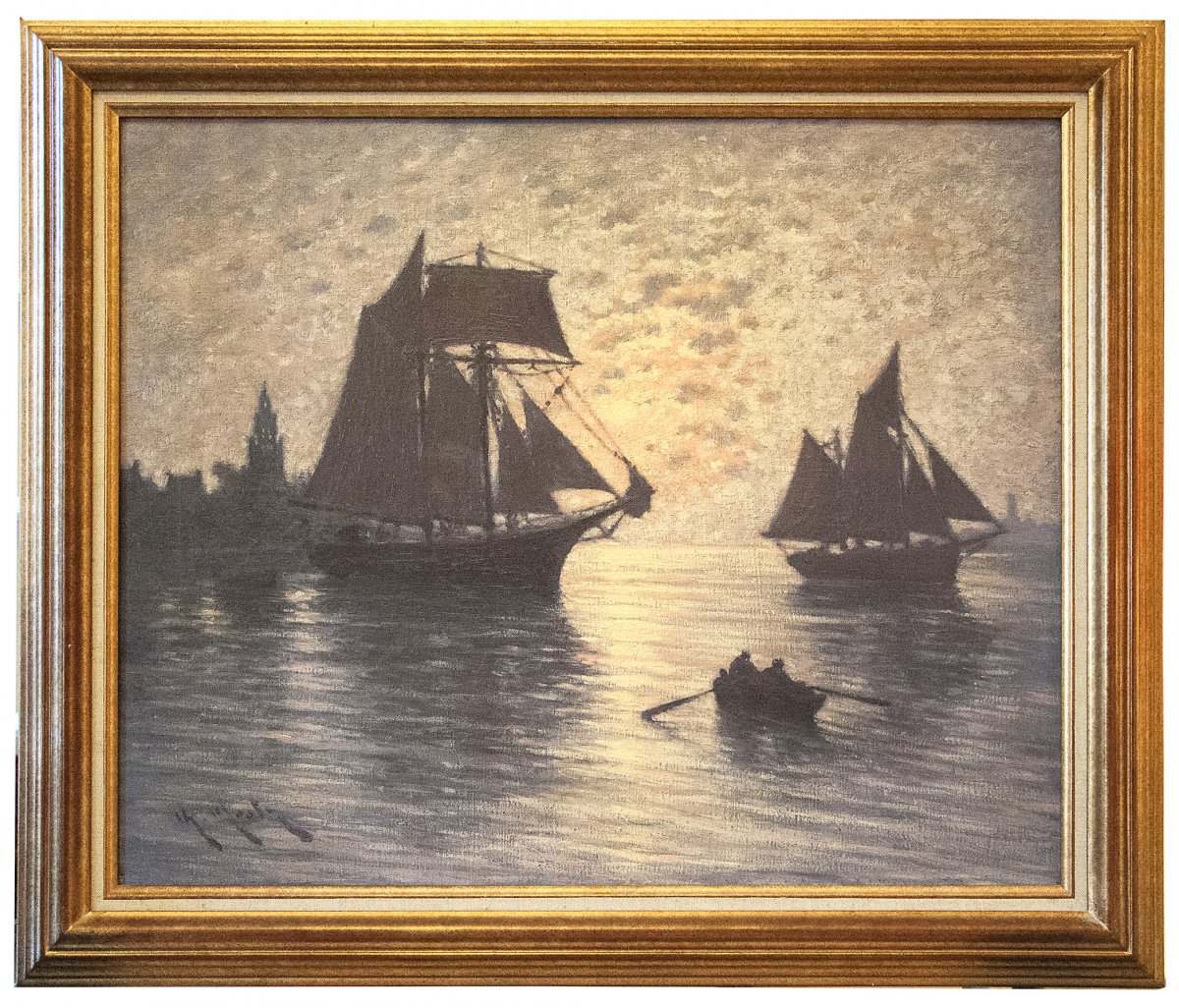 Charles Mootz (1889-1944), Roscoff. Sunset, Oil On Canvas, 1937