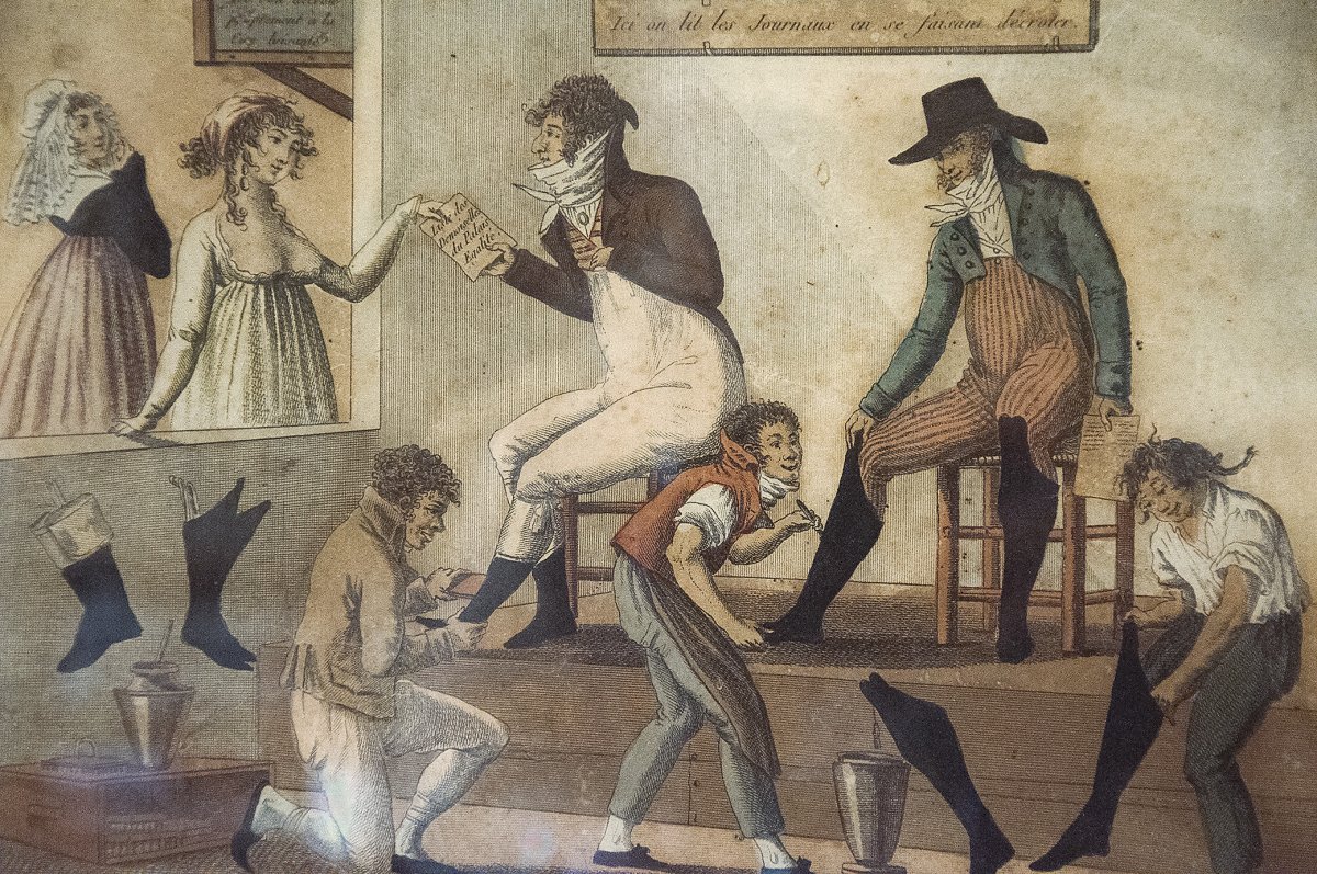 Curiosité historique : : « ici l’on décrote proprement à la cire luisante », gravure, 1795-1799-photo-2