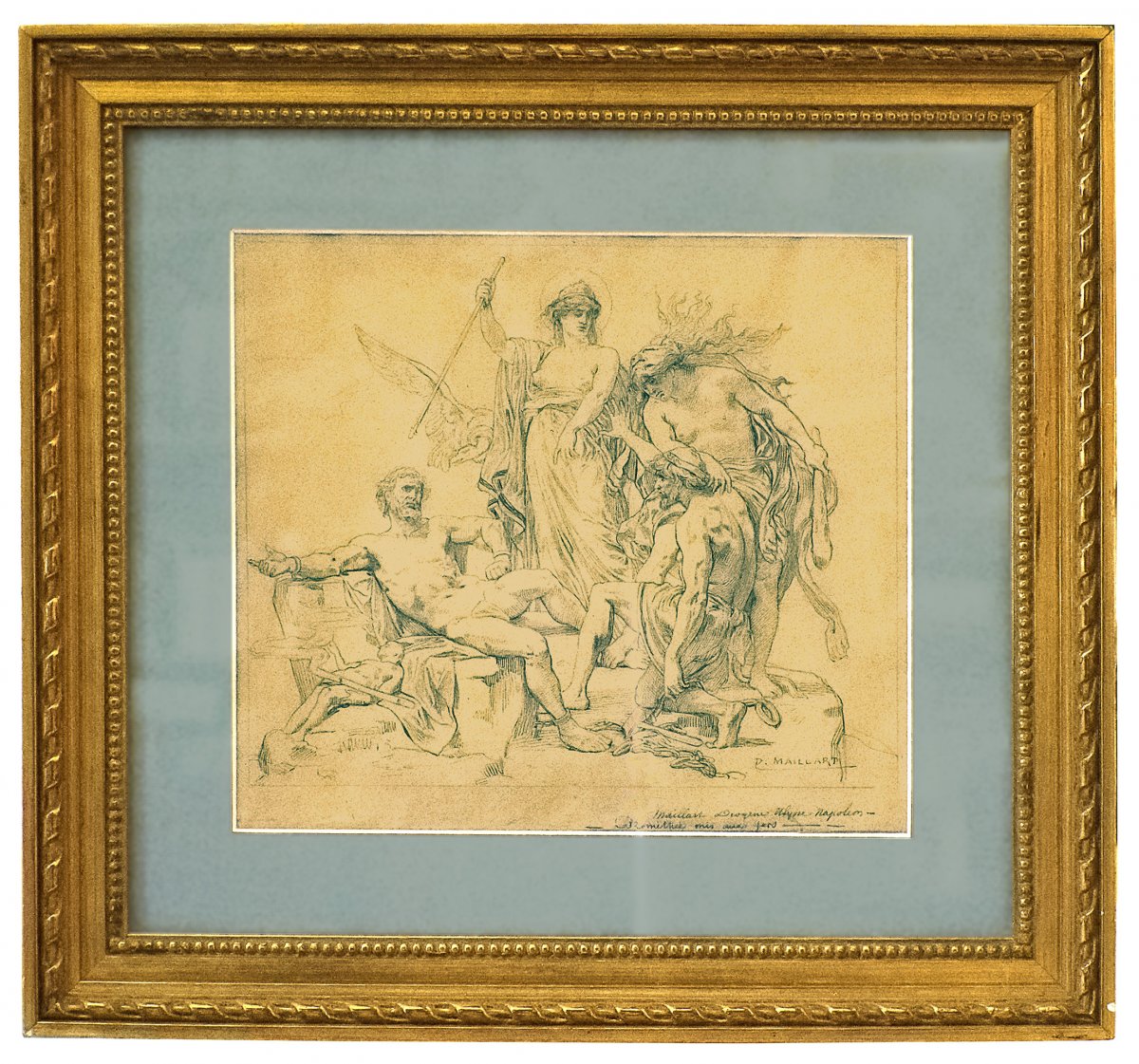 D.-U.-N. Maillart (1840-1926), L'enchaînement de Prométhée, dessin à la plume sur calque
