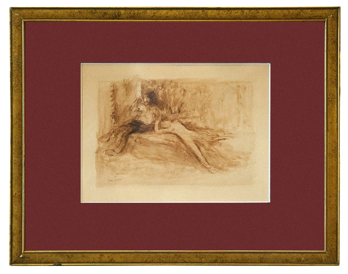 Jean Veber (1864-1928), The Man With The Dolls, Circa 1895, Brown Ink Wash, Signed