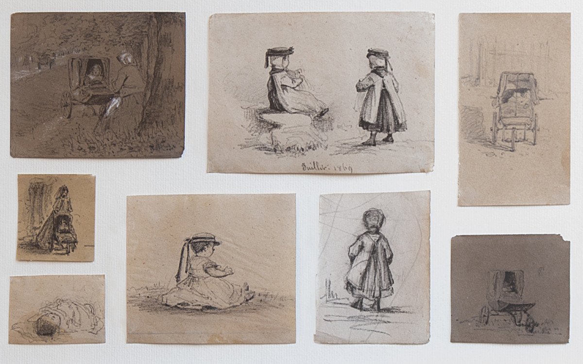 G. Henry (1838-1902), Deux planches de carnets de dessins : la fille de l'artiste, 1866-1869-photo-2