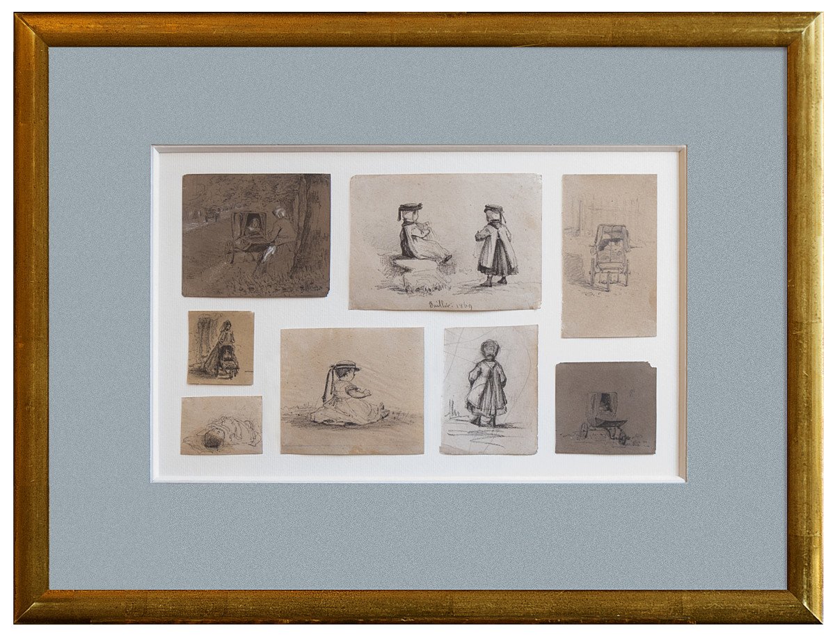 G. Henry (1838-1902), Deux planches de carnets de dessins : la fille de l'artiste, 1866-1869-photo-4